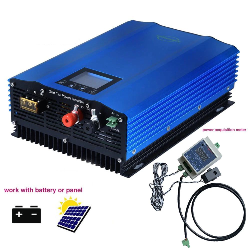 48V 72V 96V Batttery Discharge Grid Tie inverter, Grid tie inverter with MPPT solar charger and LCD display for monitoring grid power and battery performance.