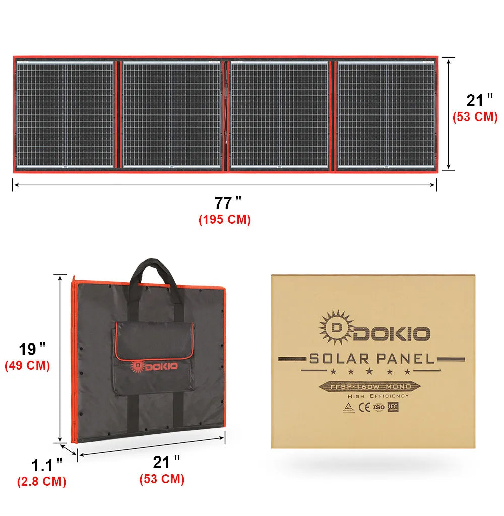 DOKIO 18V 100W 300W Portable Ffolding Solar Panel, DOKIO Home Appliance Specifications from Mainland China with CE Certification