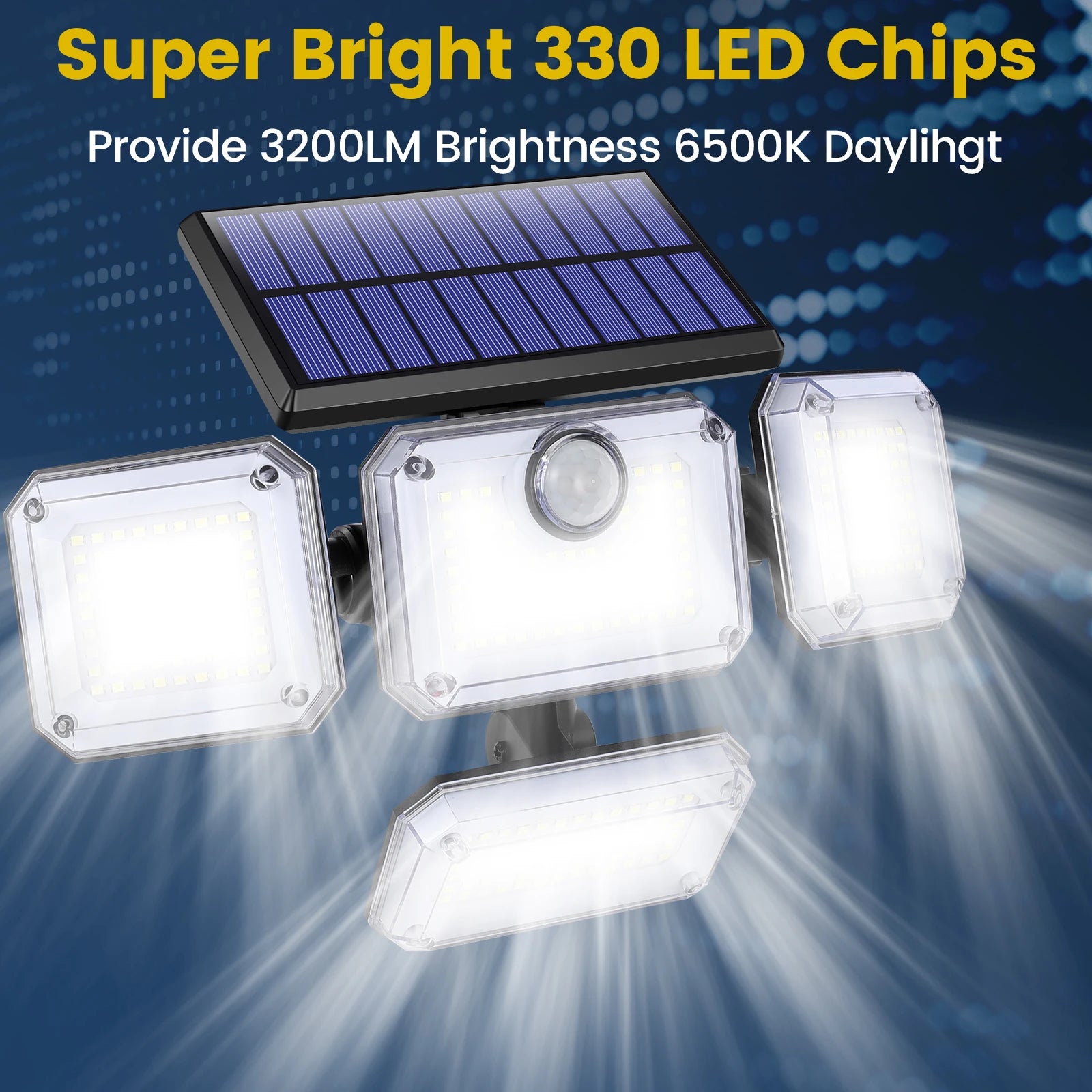 Solar Light, High-brightness LED lights with daylight color, perfect for bright illumination.