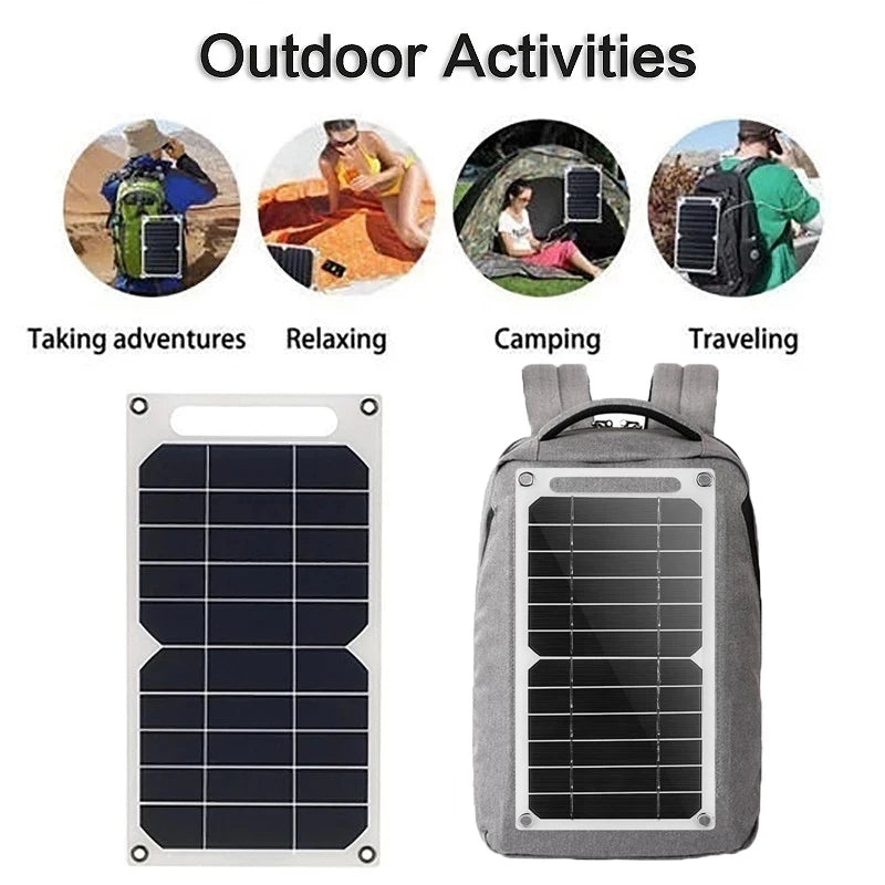 30W Solar Panel, Portable waterproof solar charger for camping, hiking, and travel to keep devices charged.