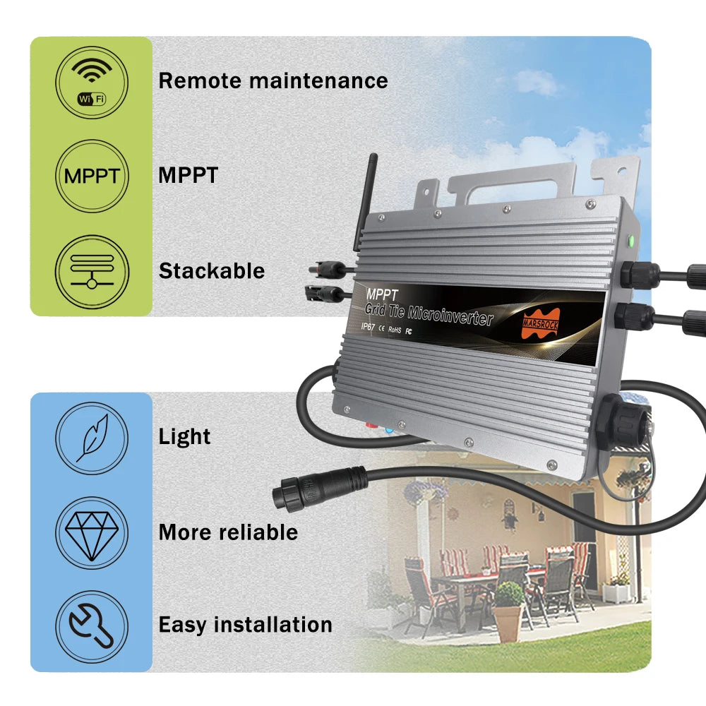 800W Grid Tie Micro Inverter, Micro inverter with remote monitoring, advanced tracking, and easy install features.