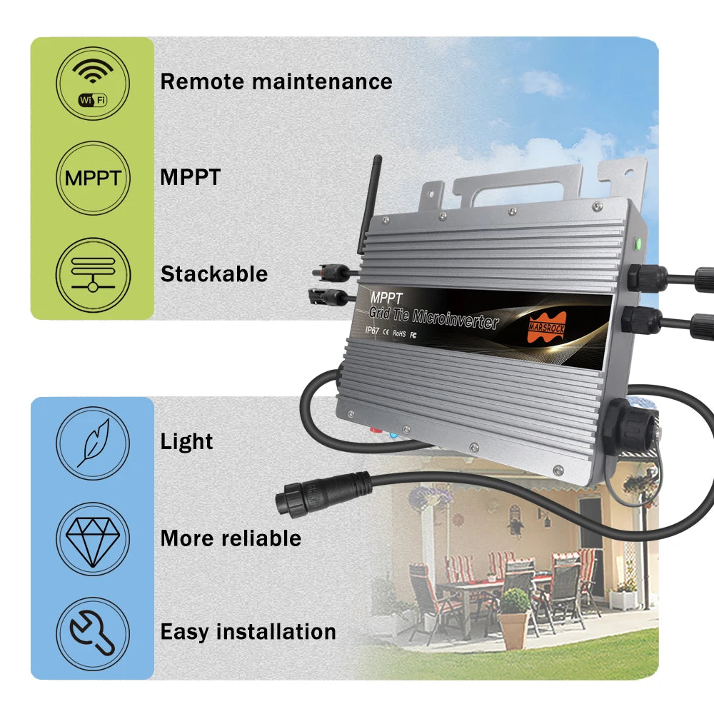 800W Grid Tie Micro Inverter, Micro inverter with remote monitoring, advanced tracking, and easy install features.