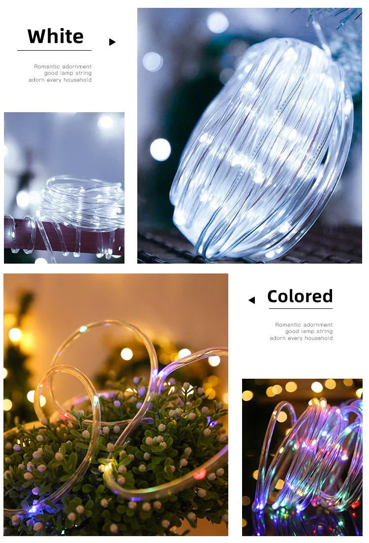 300LED Solar Rope Strip Light, Waterproof LED rope light for ambient outdoor decor, ideal for gardens, lawns, trees, and pathways.