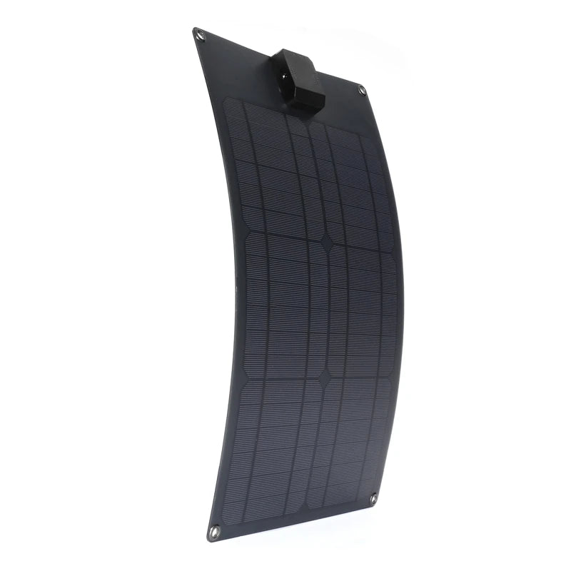 NEW 18V 50W Solar Panel, Portable solar charger with dual USB+C ports, suitable for phones and cars.