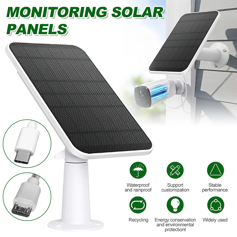 4W Solar Panel, Waterproof solar power monitor for outdoor Eufy cameras, conserving energy and promoting eco-friendliness.