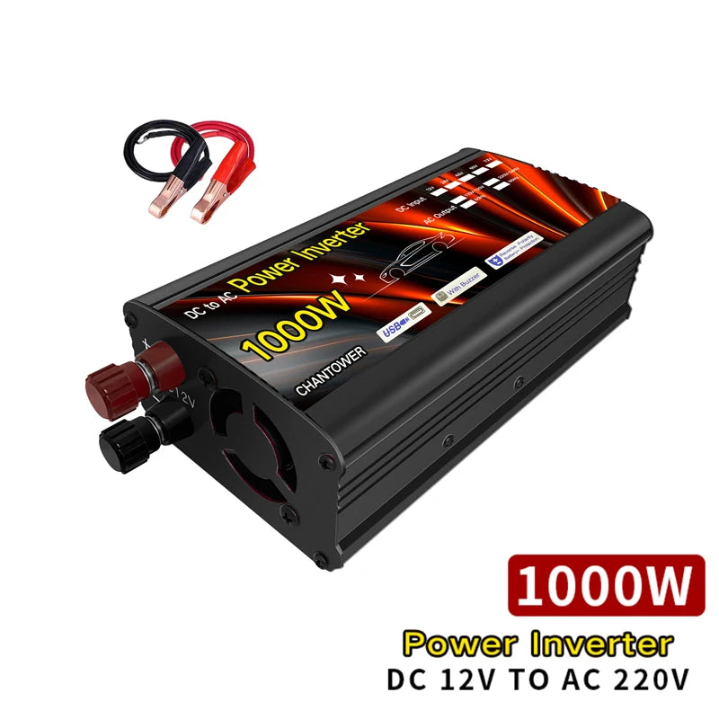 Modified Sine Wave Inverter converts 12V DC to 220V AC for 1000W uses.