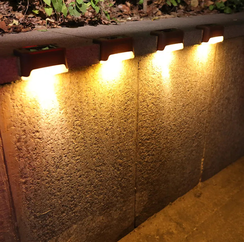 Solar-powered lamps for outdoor spaces, perfect for stairways, pathways, gardens, and decks.