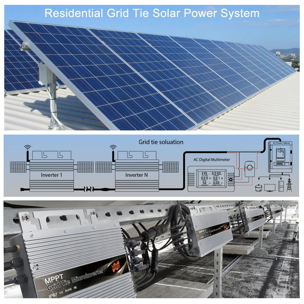 800W Grid Tie Micro Inverter, Grid-tied micro inverter with WiFi connectivity for solar panels (20-60VDC)