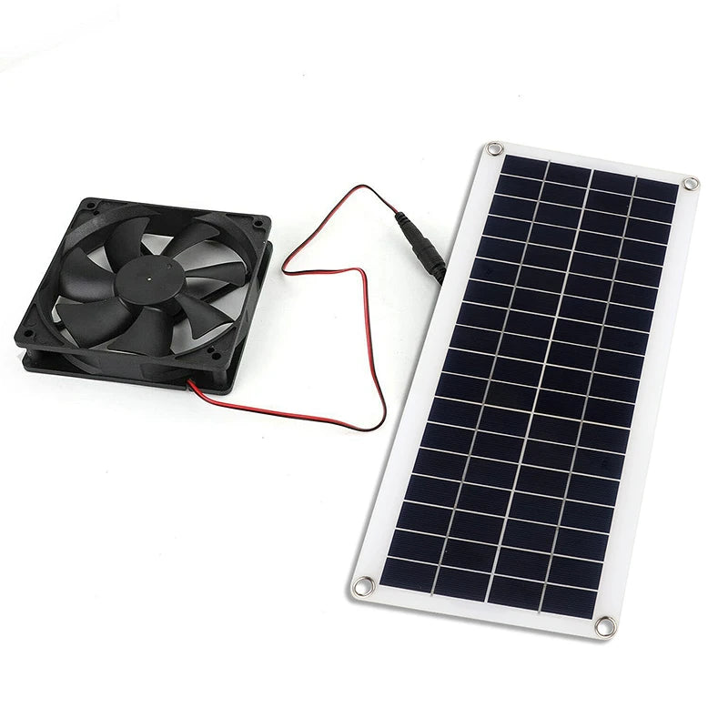 Solar Panel Fan Set 12V 30W Mini Solar Cell DIY Plate Kit Outdoor for Summer Greenhouse Dog Pet Home Ventilation Equipment