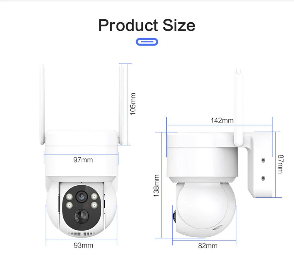 Solar PTZ Camera, Solar-powered device with 180-day standby and rechargeable batteries for efficient energy storage.