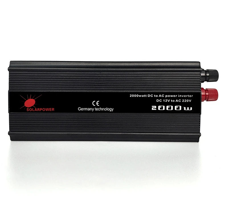 Solar Inverter, Converts 12V DC to 220V AC power with SolarPower's German-made 2000W inverter for solar and portable use.