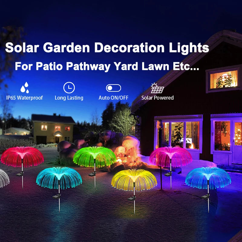 Solar LED Firework Fairy Light, Solar-powered garden lights with water resistance and automatic on/off feature for lasting patio and yard illumination.