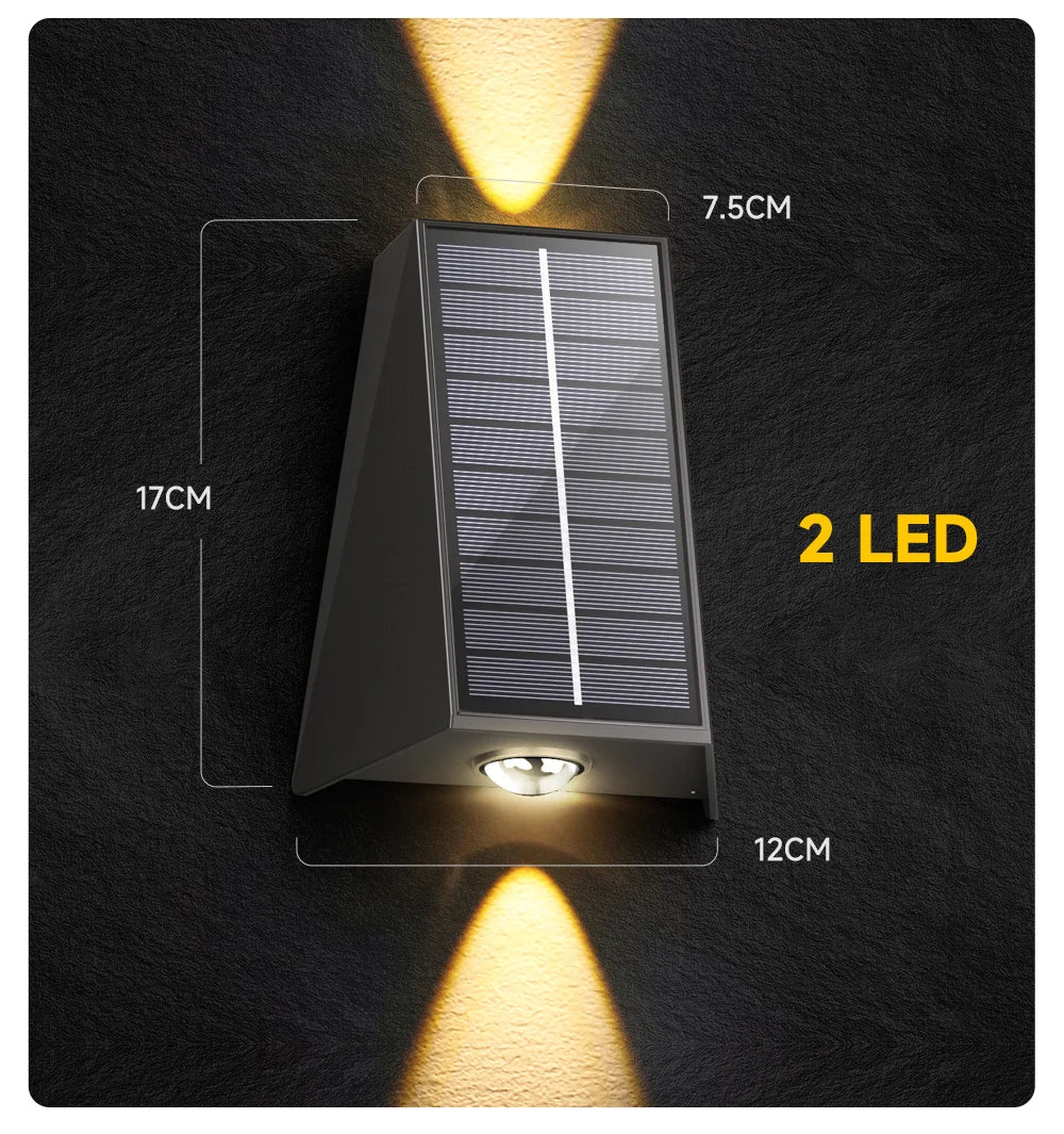 Solar LED Light, Adjustable up and down lights with a wide range of lighting options.