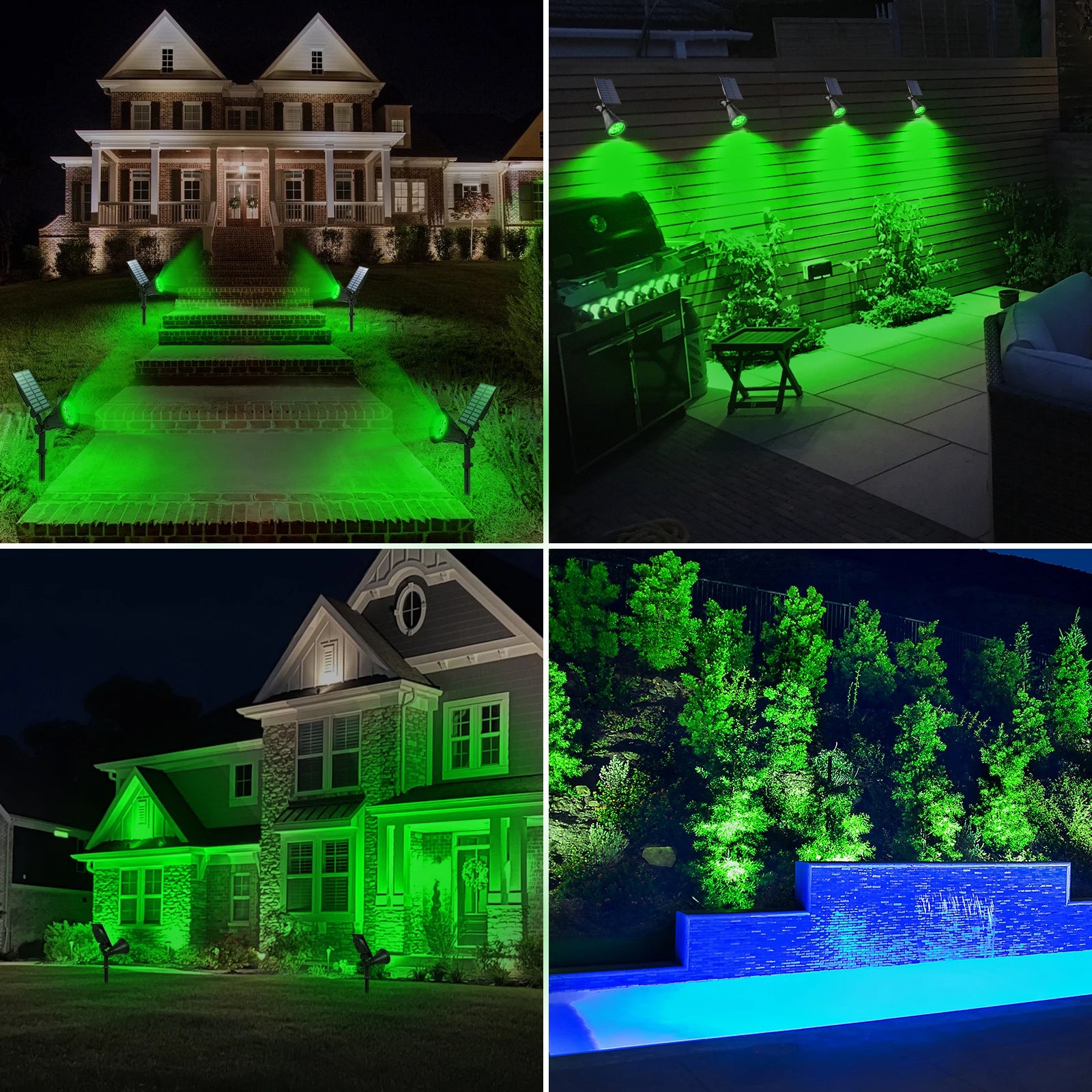 T-SUN 1/2/4 Packs Green Led Solar Light, Adjustable solar panel captures sunlight at optimal angle, automatically turns off during day.