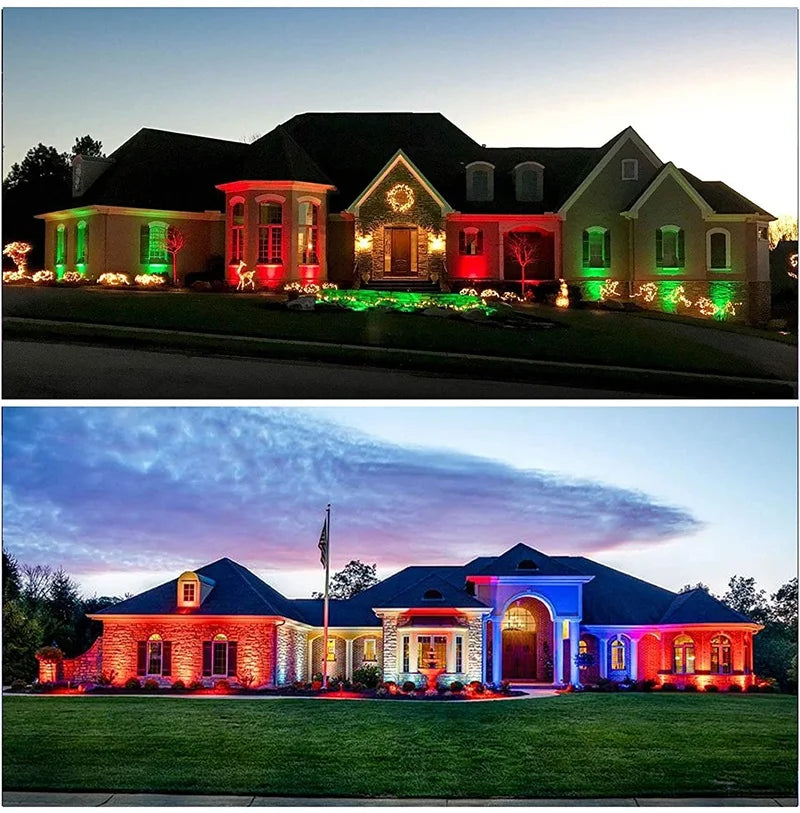 LED Lawn Lamp Outdoor Garden Light, Vibrant colors including warm and cold whites, green, red, and blue, with RGB values.