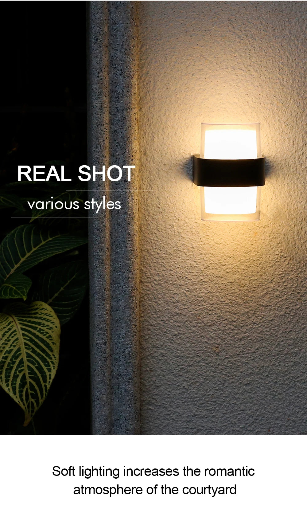 IP65 Waterproof Interior Wall Light, Elegant design creates warm ambiance in outdoor settings.