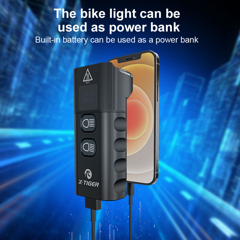 X-TIGER QD-1301 Front Light Bicycle Lamp - USB Rechargeable LED Flashlights 2400 Lumens 6400 mAh Outdoor Mountain Bike Headlights