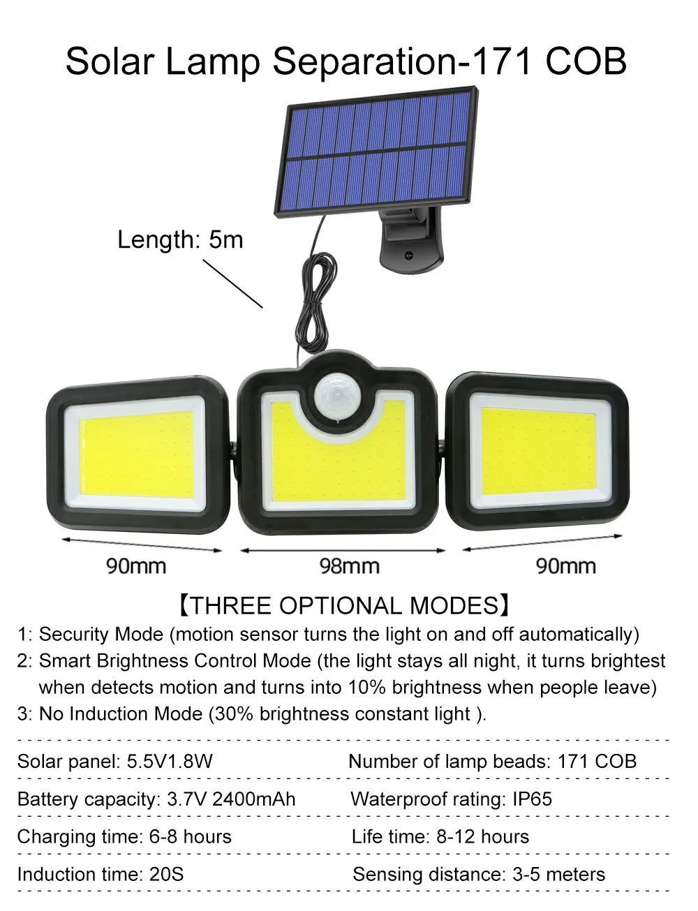 122/138/171/198/333 LED Solar Light, 122/138/171/198/333