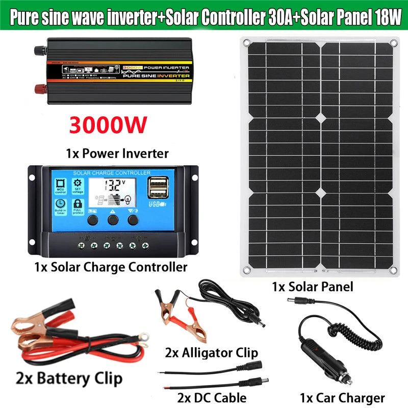 4000W/6000W/8000W Solar Panel, Solar panel system with inverter, panels, and accessories for generating power on-the-go.
