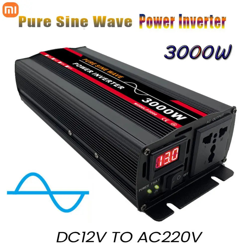 XIAOMI Inverter, Converts 12V DC to 220V AC, supports 1000W output for solar power and portable use.