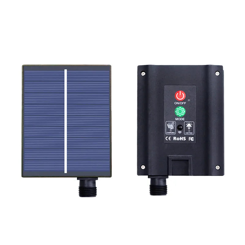 Solar Power LED Strip Light, Alternative energy source: solar panel (4.5V, 250mA) and rechargeable battery (3.7V, 1200mAh)