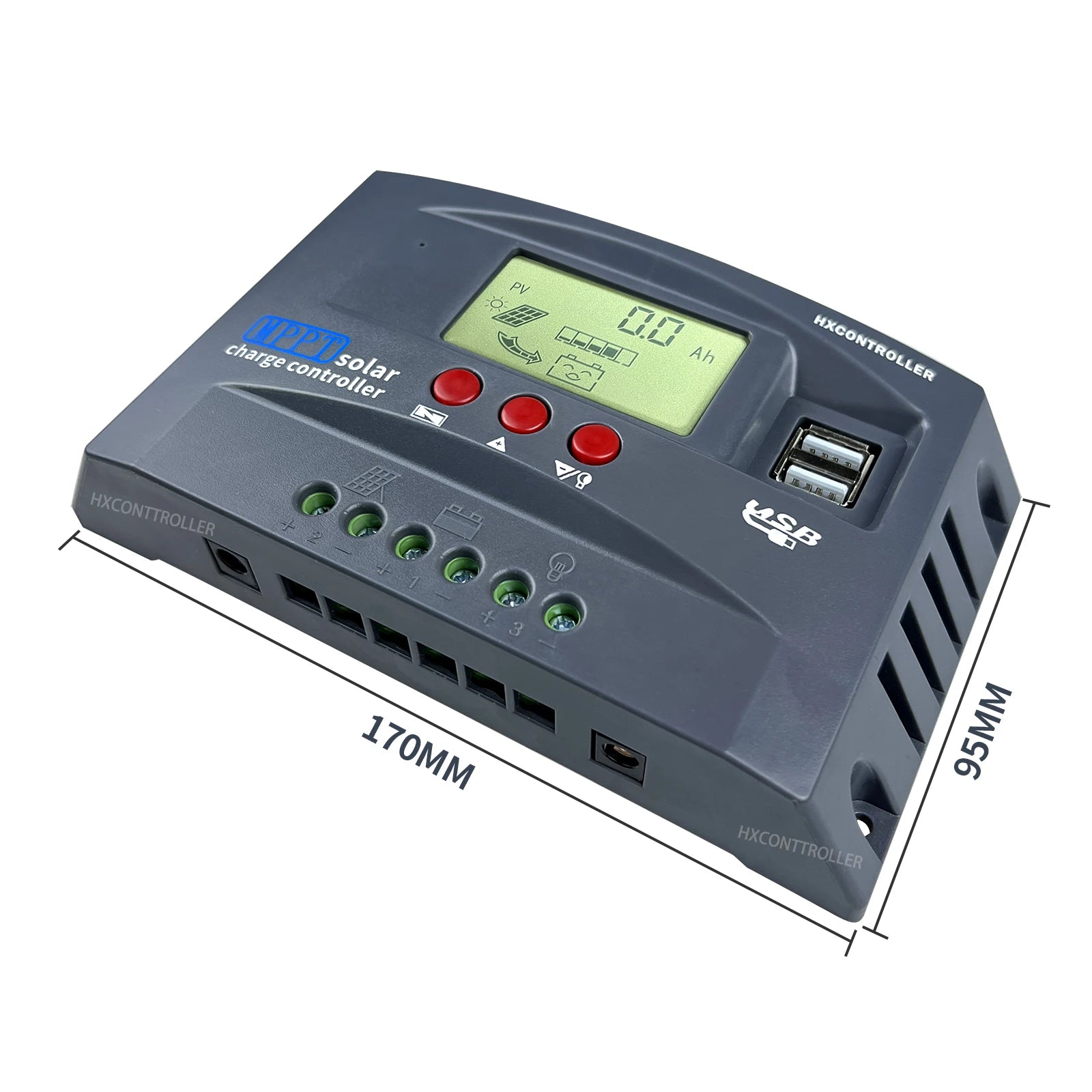 MPPT 720W 480W 360W 240W Solar Charge Controller, Solar charge controller regulates MPPT/PWM solar panels, 38V/8A output, compact 170mm design.