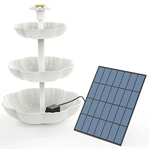 3 Tiered Bird Bath with 3W Solar Pump, Enhance your patio with this bird-attracting solar-powered fountain, perfect for outdoor decor.