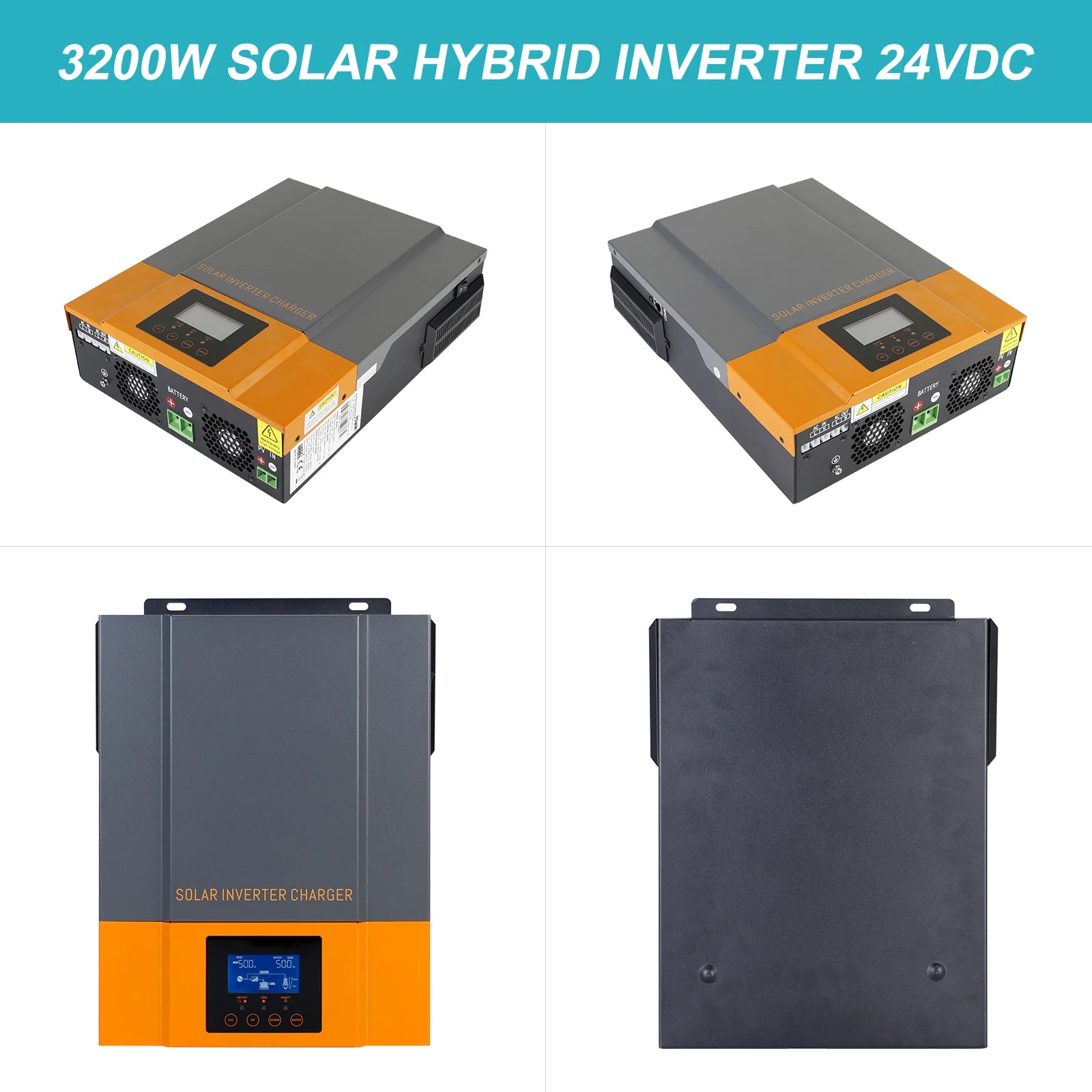 Solar hybrid inverter converts DC power to AC, supports high input voltage, and features WiFi connectivity.