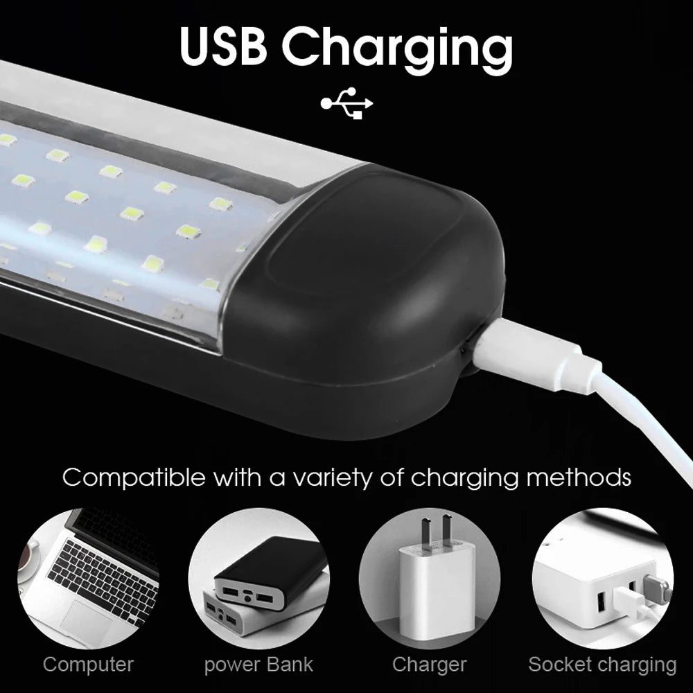 LED Flashlight, Charges via USB or computer power bank, making it convenient to recharge on-the-go.