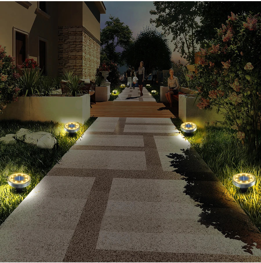 Solar Powered Ground Light, 100% solar-powered step lights for energy-efficient and maintenance-free lighting.