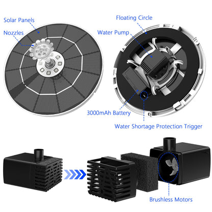 Solar Panels Floating Circle Nozzles Water Pump 3000