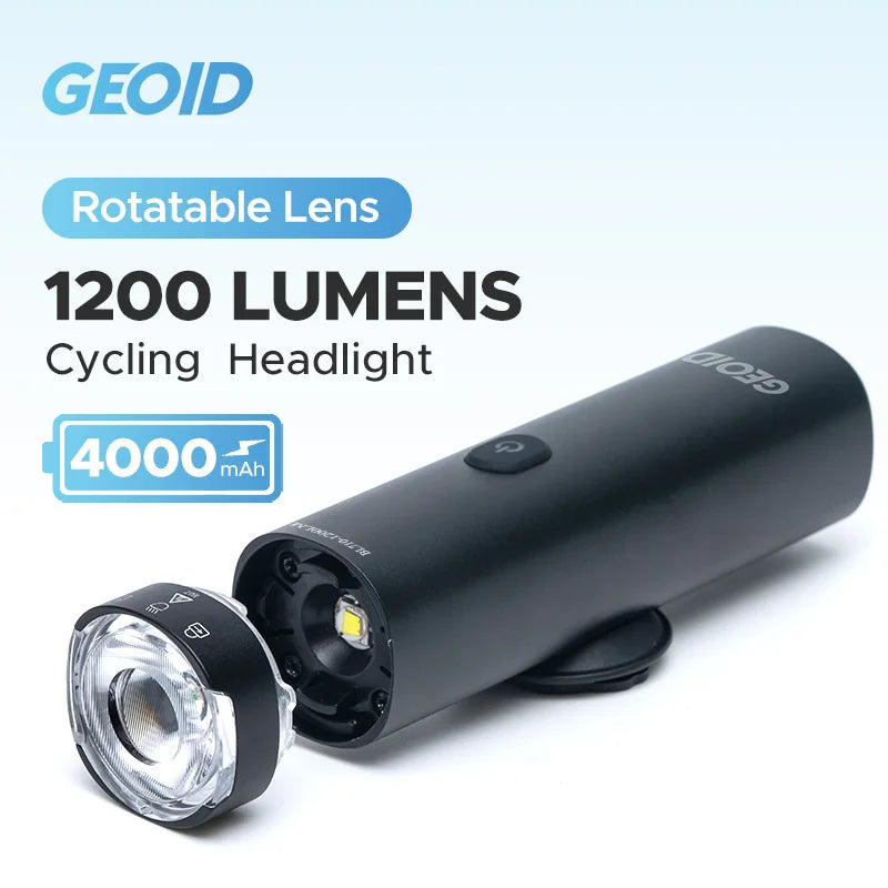 BL710 Bike Smart Front Light, Waterproof cycling headlight with 1200L lumens, 4000mAh battery, and rotating lens for day/night navigation.
