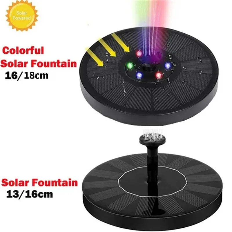 13cm/16cm/18cm Solar Fountain, Vibrant solar-powered fountain kit for outdoor gardens and pools, offering adjustable pump sizes.