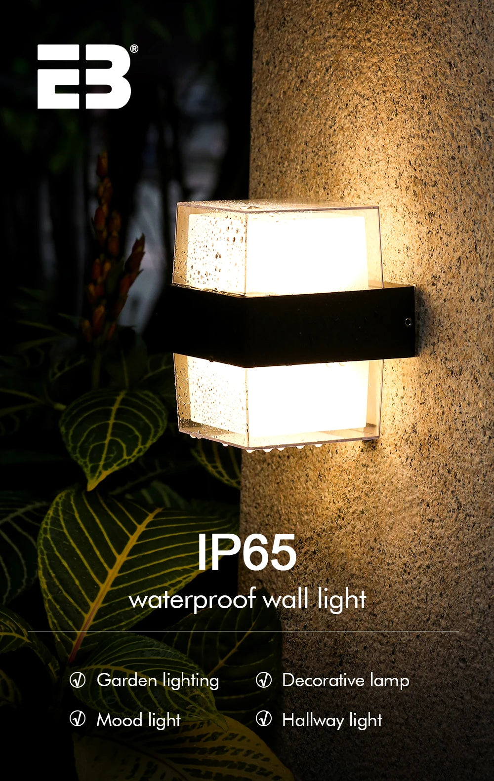 IP65 Waterproof Interior Wall Light, Waterproof LED light for outdoor and indoor use, ideal for decorative lighting in gardens, halls, and more.