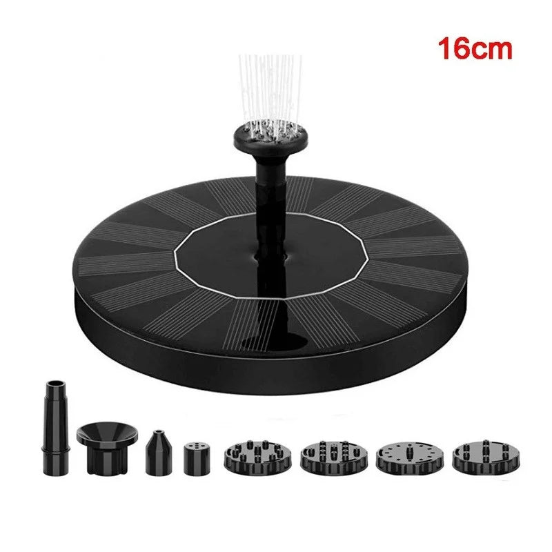 Mini solar water fountain pool pond from mainland China, made of plastic.