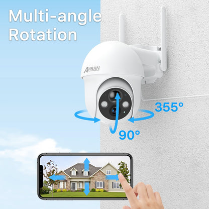 ANRAN 3MP Battery Camera - Rechargeable Solar Panel 360° Spotlight Security Surveillance Outdoor Wireless PIR Humanoid Detection