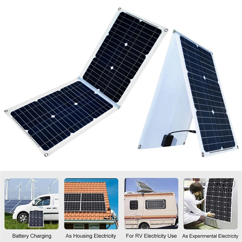 Charge RV batteries or power household appliances with solar-generated electricity for off-grid use.