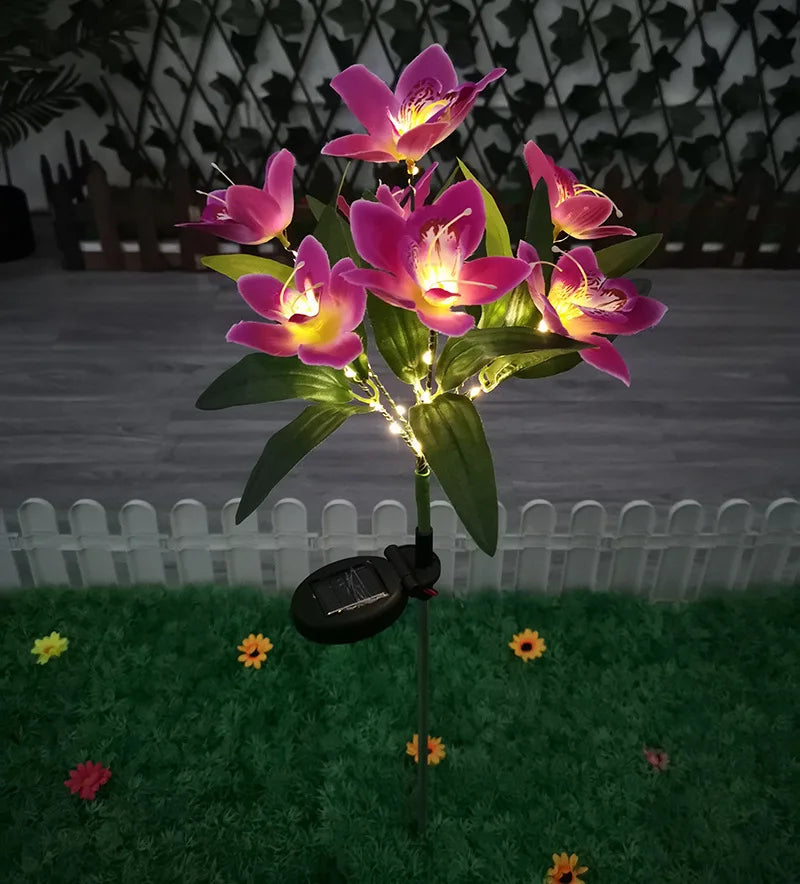 Elegant LED solar lamp featuring azalea flowers, perfect for garden, home, and holiday decorations.