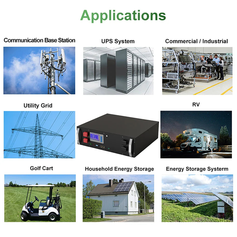 48V 100Ah 120Ah LiFePO4 Battery, Deep cycle battery suitable for various uses.