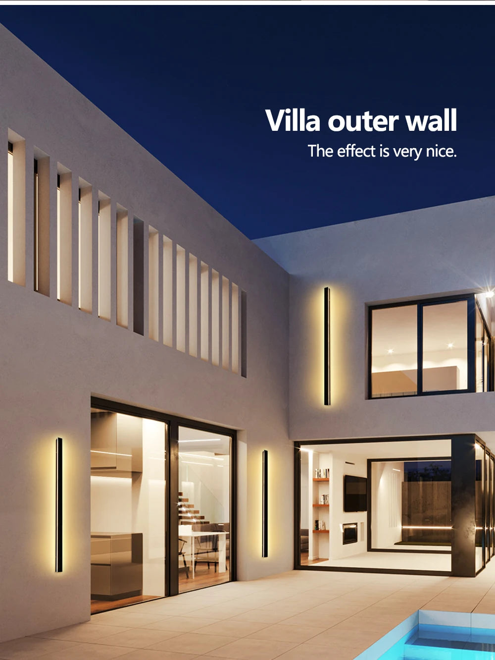 LUCKYLED Modern Led Wall Light, Elegant outdoor lighting for villa exterior walls, creating a lovely ambiance.