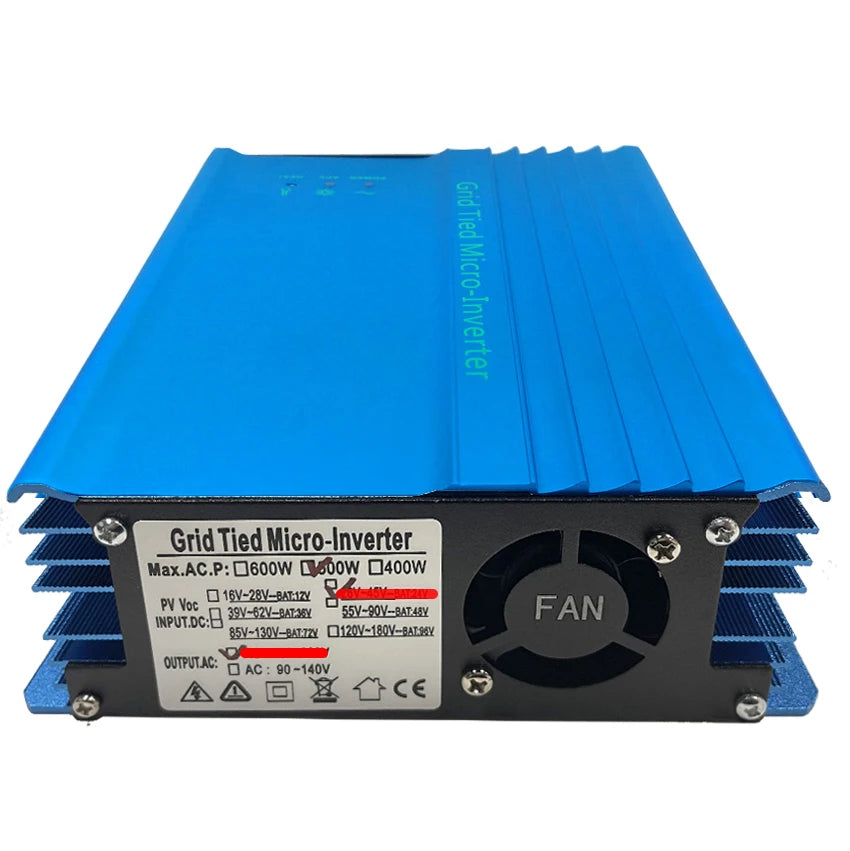 500W Grid Tie Inverter: Pure Sine Wave, MPPT technology for DC16V-28V solar panels and 12V battery output.