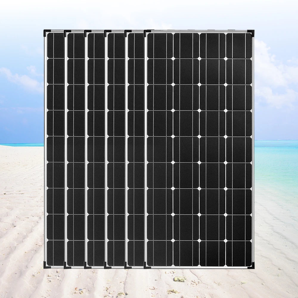 High-performance photovoltaic solar panels for homes, RVs, trailers, boats, and sheds, offering various power outputs.