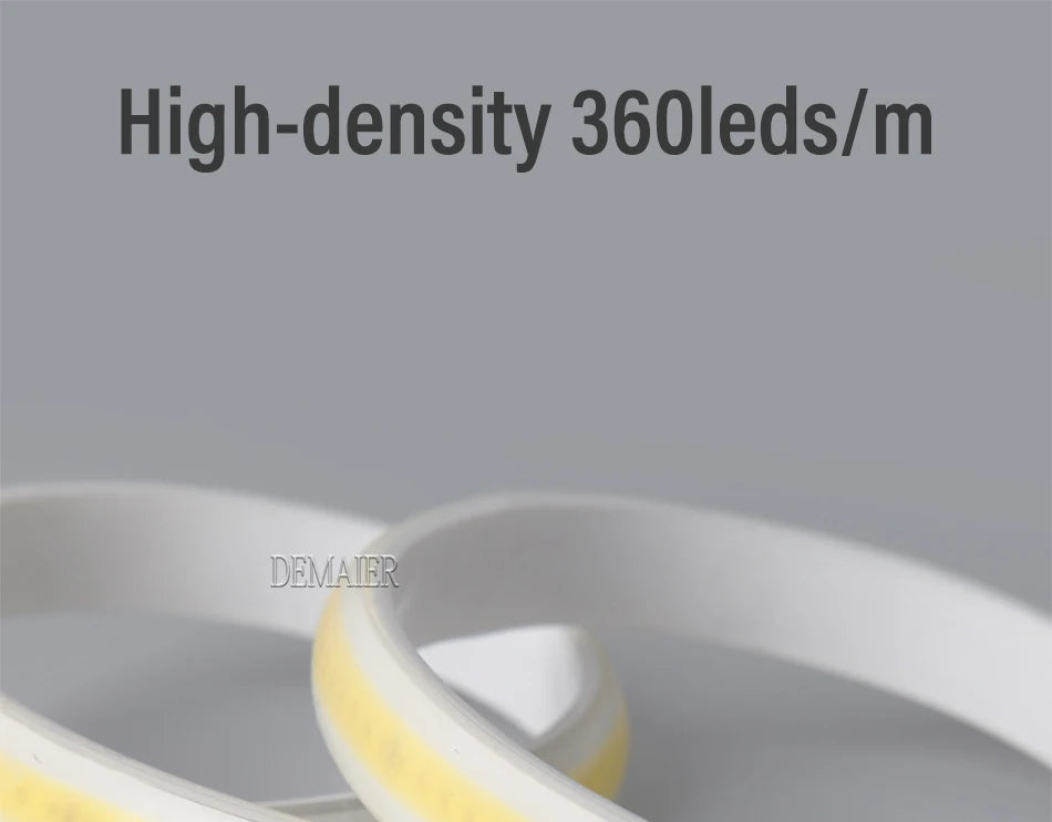 High-density LED strip with 360 LEDs per meter for bright outdoor lighting.