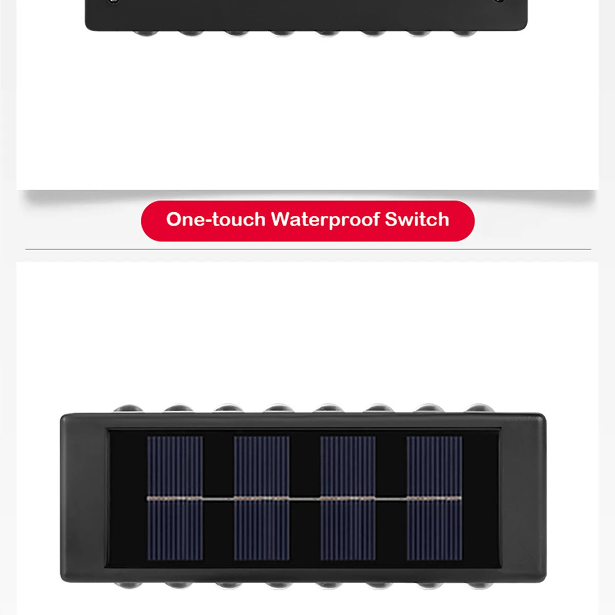 Solar-powered LED light with modern style and 3-year warranty.