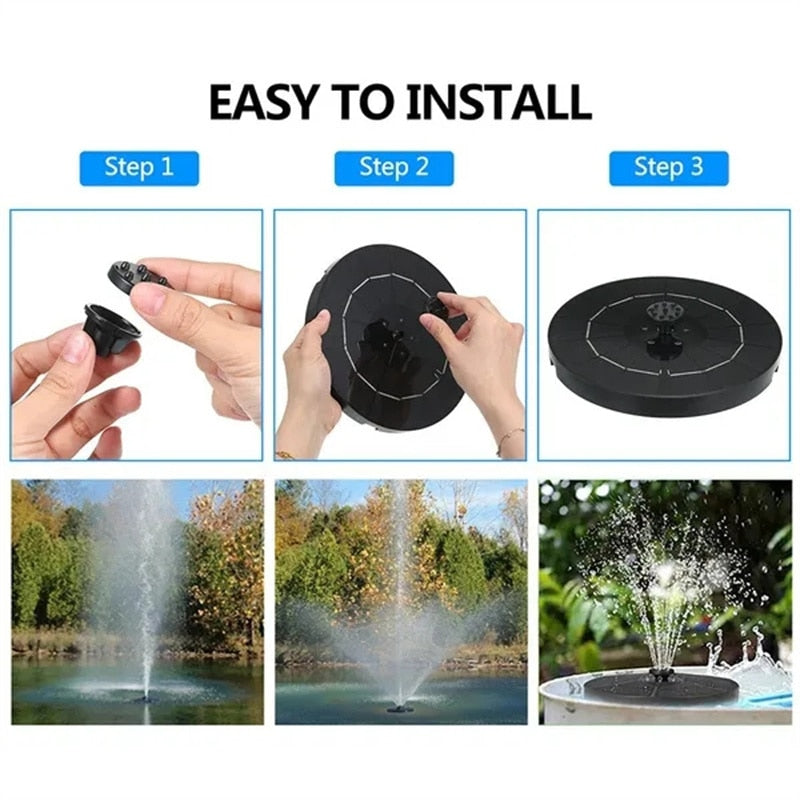 13cm/16cm/18cm Solar Fountain Pump Energy-saving Plants Watering Kit Colorful Solar Fountain Solar Panel Bird Bath Fountain Outdoor Garden Pool