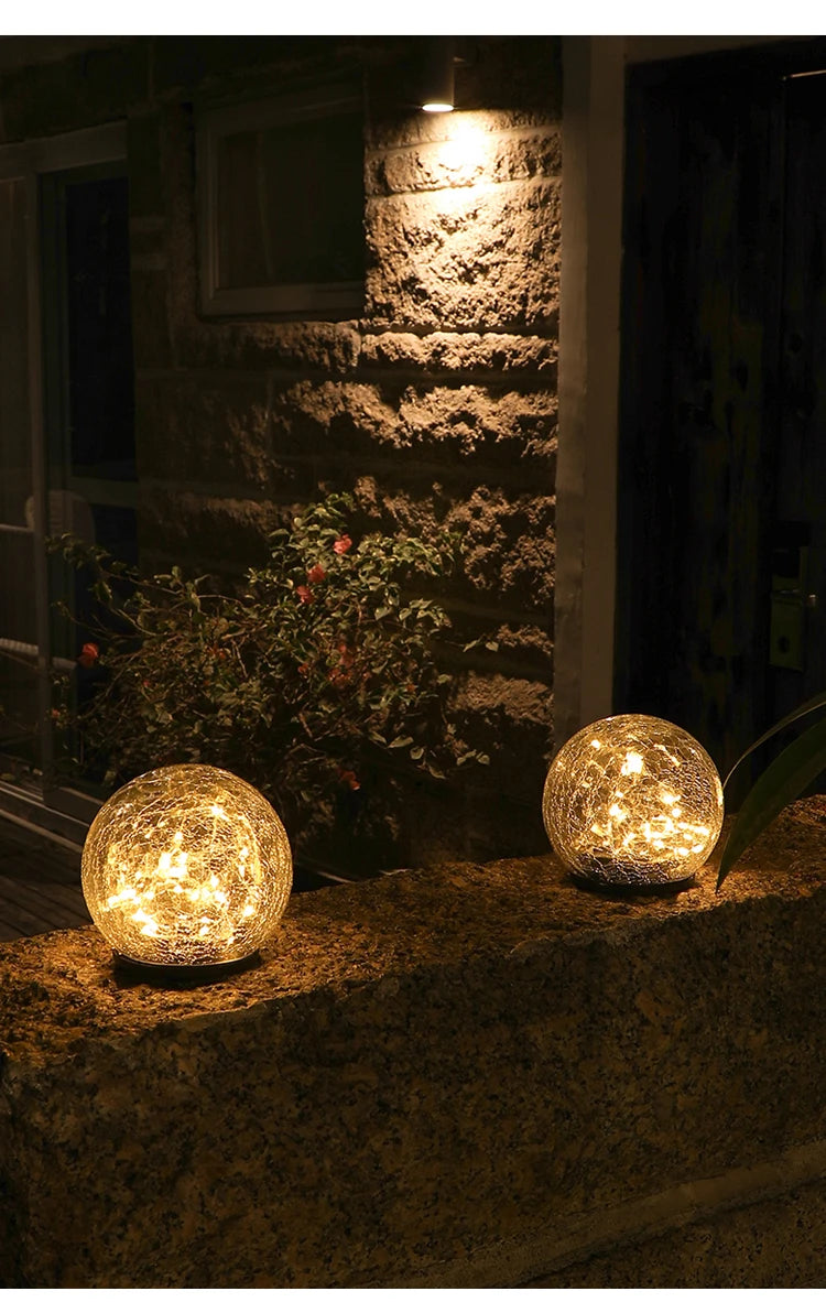Solar Led Light Outdoor Court Crack Glass Ball Light Waterproof Buried Garden Grass Lamp Balcony Layout Decoration Christmas