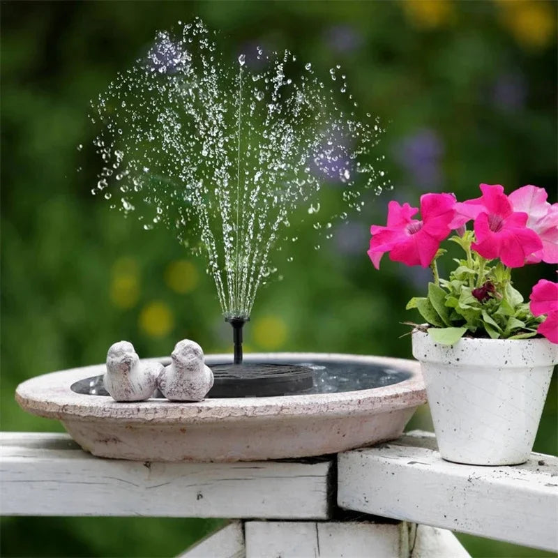 13cm/16cm/18cm Solar Fountain, Solar-powered pool and bird bath lighting turns on at dusk, illuminated by auto-on feature.