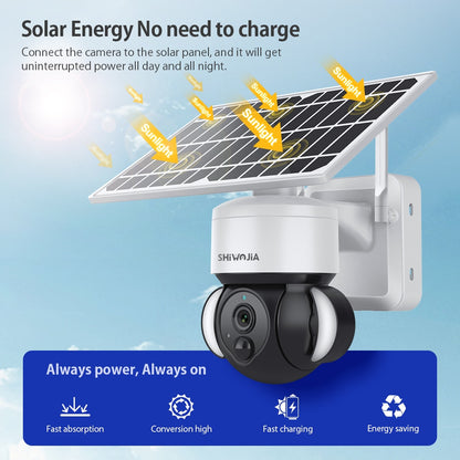 SHIWOJIA ST-518 Solar Camera - Wifi Outdoor Wireless Cctv Cloud H265 Solar Power Garden Lights Security Surveillance Battery Cam