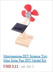 Montessories DIY Science Toy, Build and learn with a DIY wooden solar fan kit for kids and babies to explore physics.