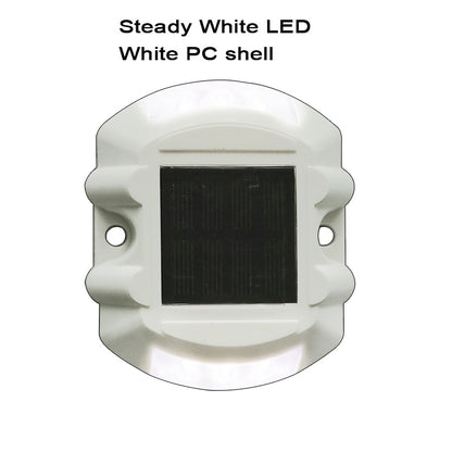 Steady Mode white color Plastic Green LED Solar Powered Road Stud  Reflective Ground Light Path Deck Dock Warning Light